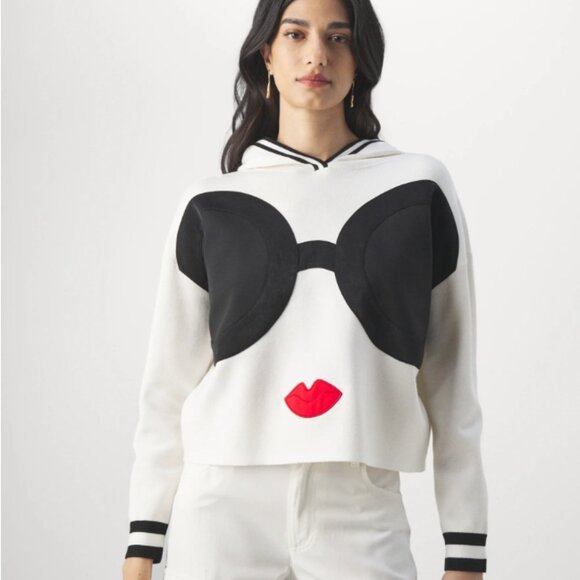 Alice + Olivia Oscar Stace Face Hoodie – Soft White – Size XS – NWOT - Picture 1 of 6